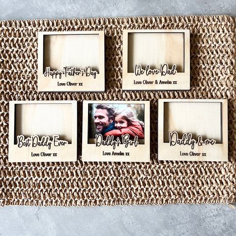 Father's Day Fridge magnet Frame Personalised Wood Engraved