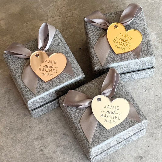 Personalised acrylic favour tags heart | Custom Favour tags | Wedding | Thank you Favour tags | Wedding Mirror gift tags | Party Favour Gifts tags