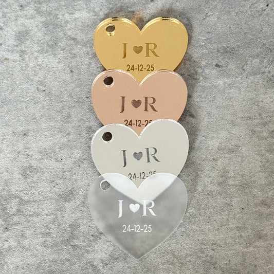 Personalised acrylic favour tags heart | Custom Favour tags | Wedding | Thank you Favour tags | Wedding Mirror gift tags