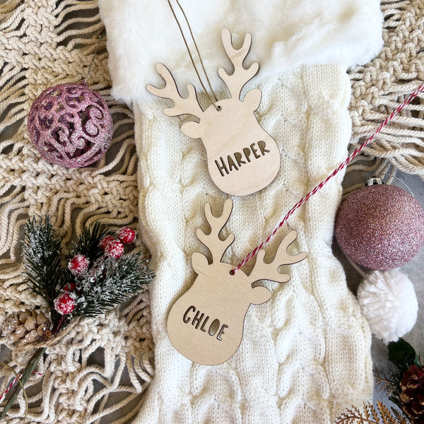 Personalised Reindeer Wood Ornament | Name Ornament