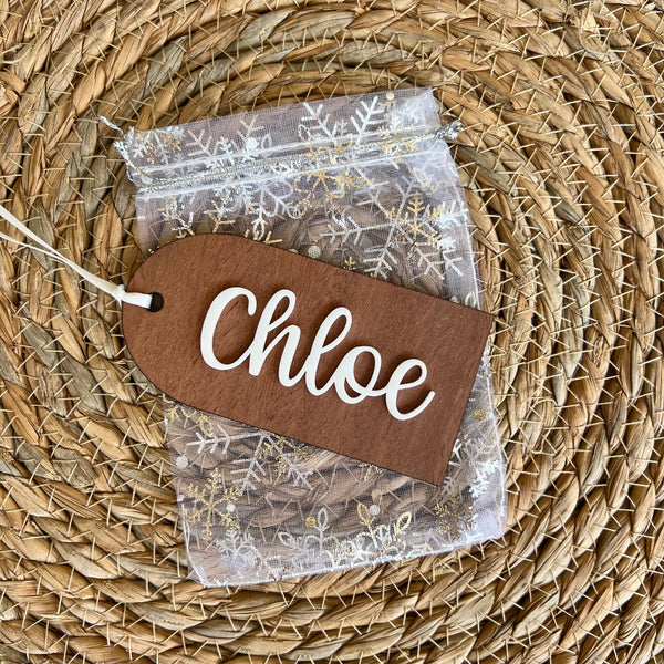 Personalised Arch Wood Name Christmas Stocking Tag