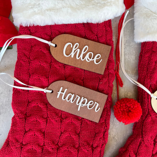 Personalised Arch Wood Name Christmas Stocking Tag