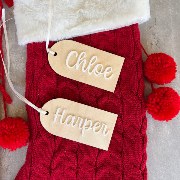 Personalised Arch Wood Name Christmas Stocking Tag