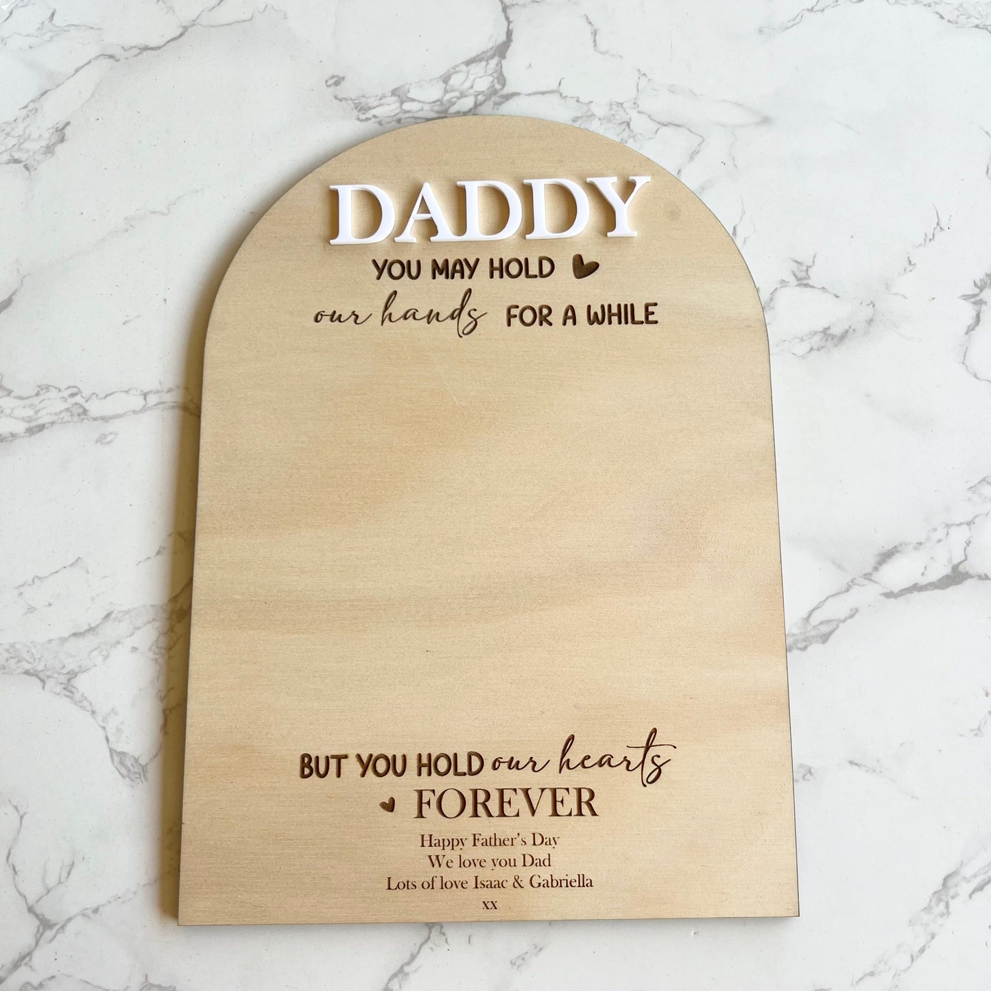 Daddy hand print Plaque Personalised Wood Engraved | Father's Day Gift | Gift for dad