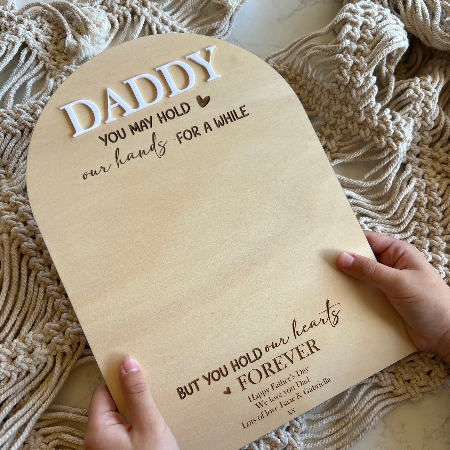 Daddy hand print Plaque Personalised Wood Engraved | Father's Day Gift | Gift for dad