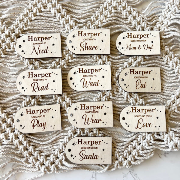 Personalised something gift tags wood | Something You Want, Need, Wear & Read Wooden Personalised Gift Tags