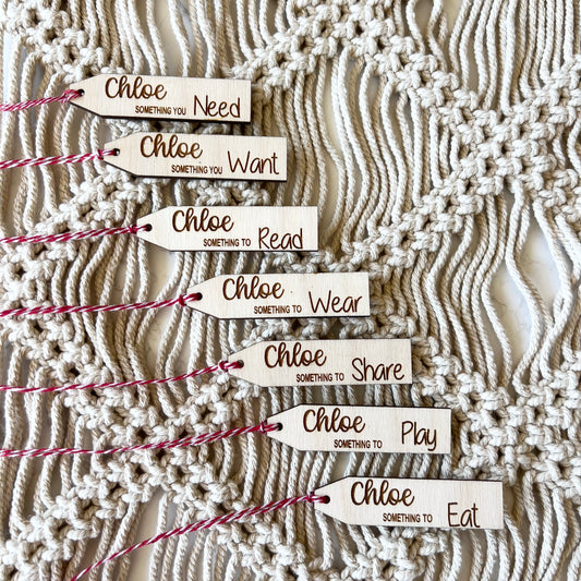 Personalised something gift tags wood |Stick Tags Something You Want, Need, Wear & Read Wooden Personalised Gift Tags
