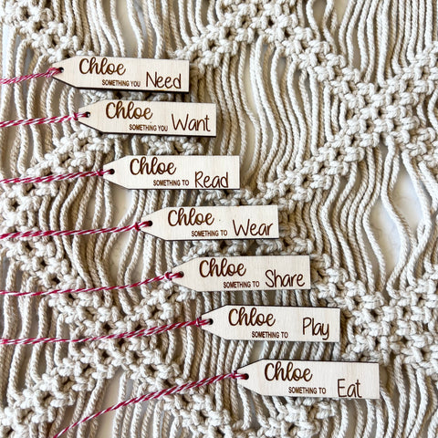 Personalised something gift tags wood |Stick Tags  Something You Want, Need, Wear & Read Wooden Personalised Gift Tags