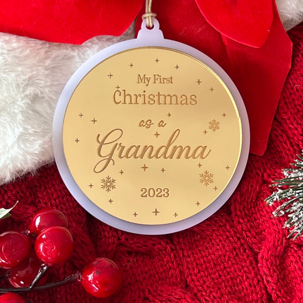 Our First Christmas as Grandparents Double Layer Ornament