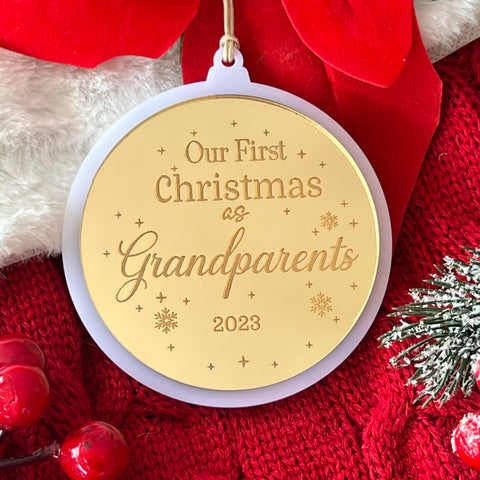 Our First Christmas as Grandparents Double Layer Ornament