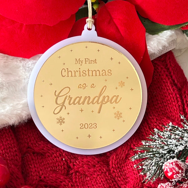 Our First Christmas as Grandparents Double Layer Ornament