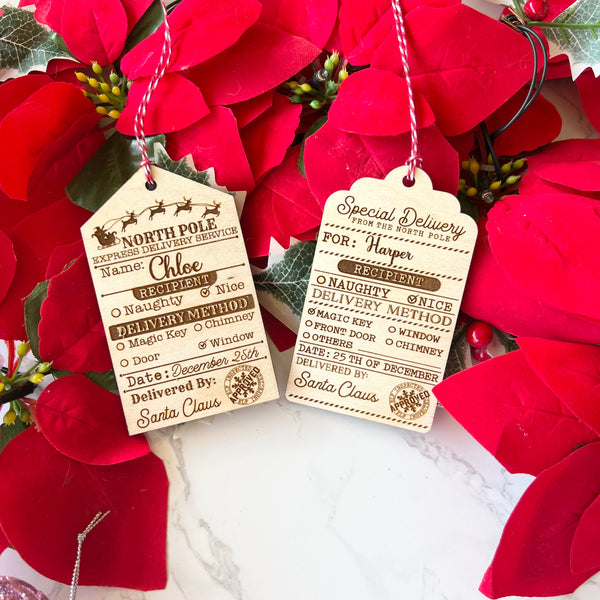 Personalised Wood Special Delivery Christmas Tag