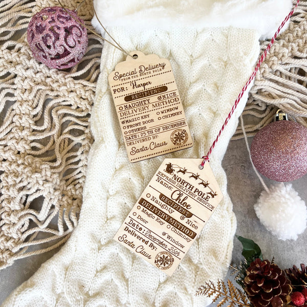 Personalised Wood Special Delivery Christmas Tag