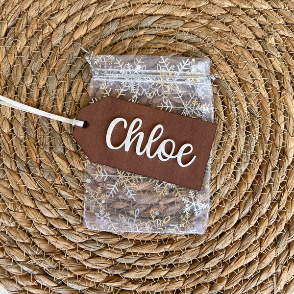 Personalised Wood Name Christmas Stocking Tag