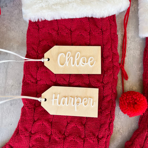 Personalised Wood Name Christmas Stocking Tag