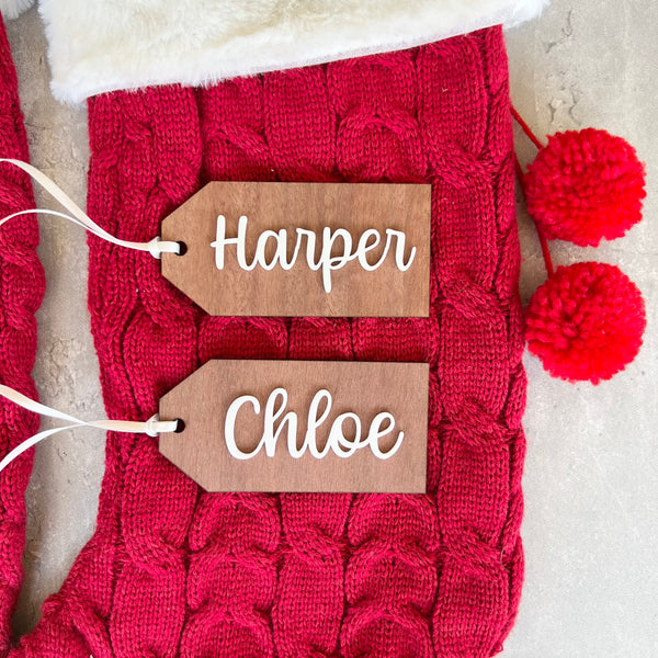 Personalised Wood Name Christmas Stocking Tag