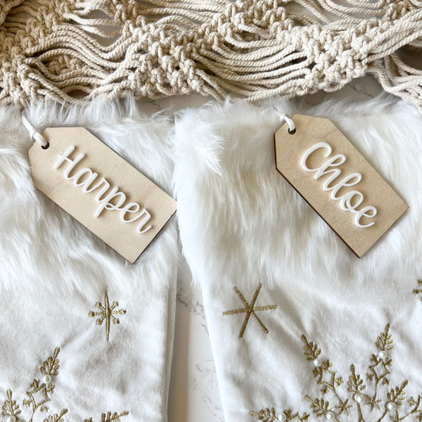 Personalised Wood Name Christmas Stocking Tag