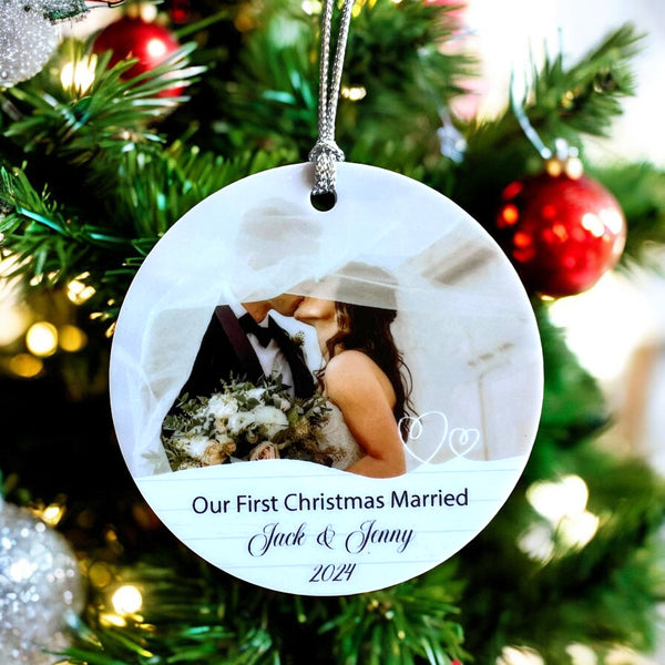 First Christmas as Mr and Mrs Ornament Personalised | Our First Christmas Married Photo Ornament Keepsake | Gifts fir newlyweds | 