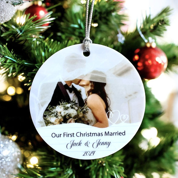 First Christmas as Mr and Mrs Ornament Personalised | Our First Christmas Married Photo Ornament Keepsake | Gifts fir newlyweds | 