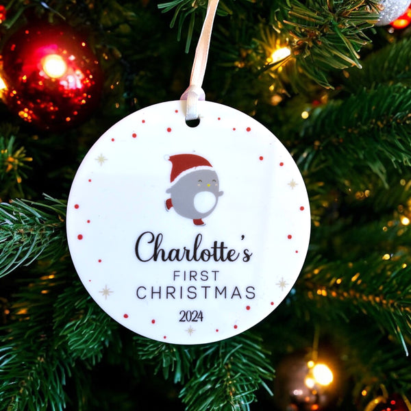 First Christmas Personalised White acrylic ornament