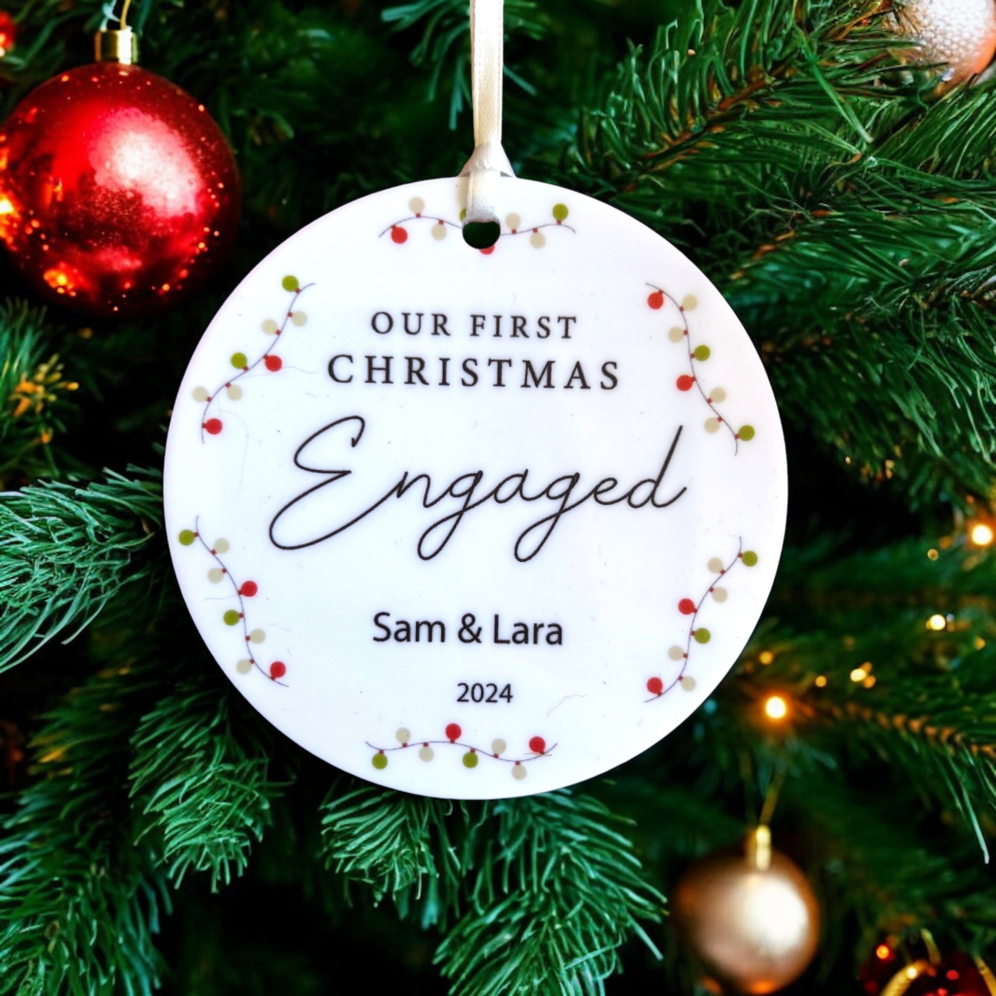 Our First Christmas Engaged Acrylic Personalised ornament