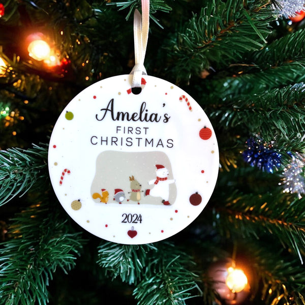 First Christmas Personalised White acrylic ornament