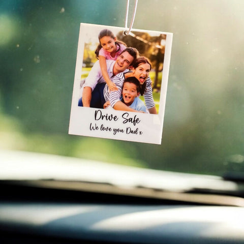 Personalised Photo Car Ornament Acrylic | Father’s Day | Gifts for him | Car Photo Tag | Car Ornament | Hanging Car Photo Gift | Wedding | Anniversary | Car Accessories