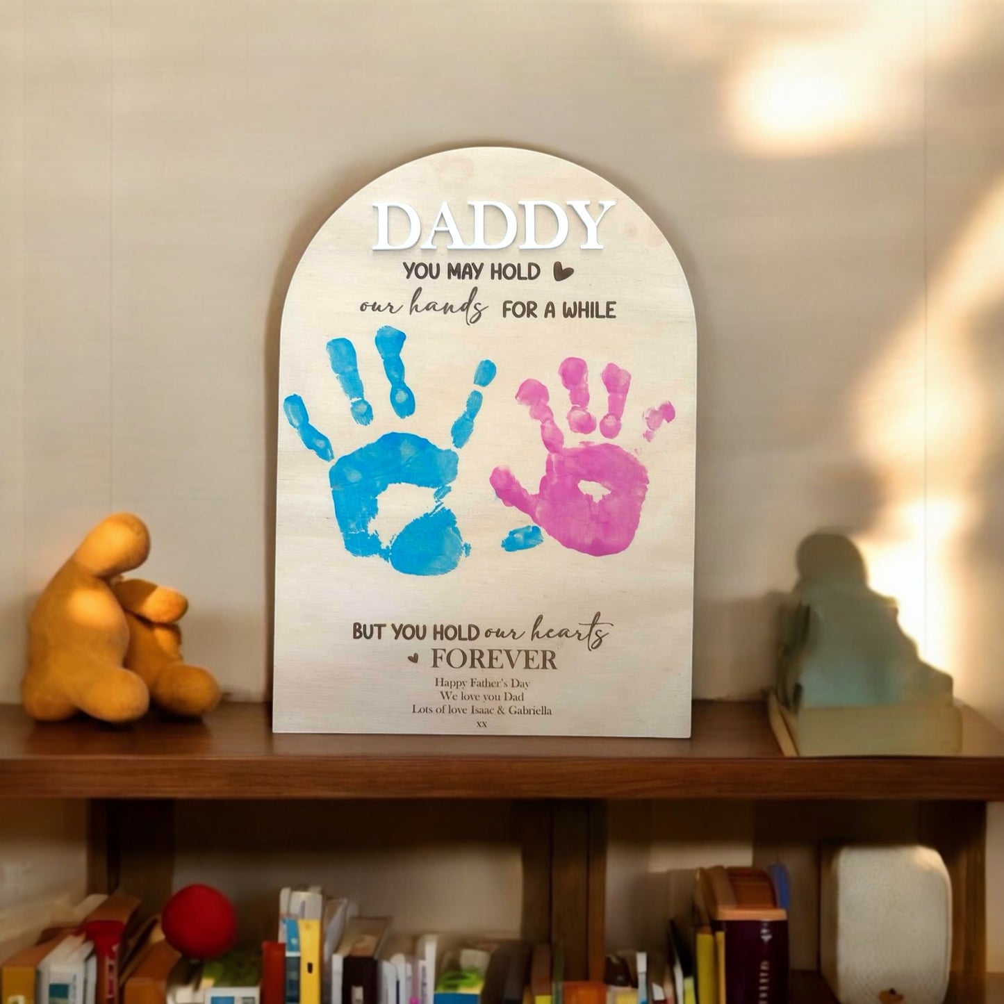 Daddy hand print Plaque Personalised Wood Engraved | Father's Day Gift | Gift for dad