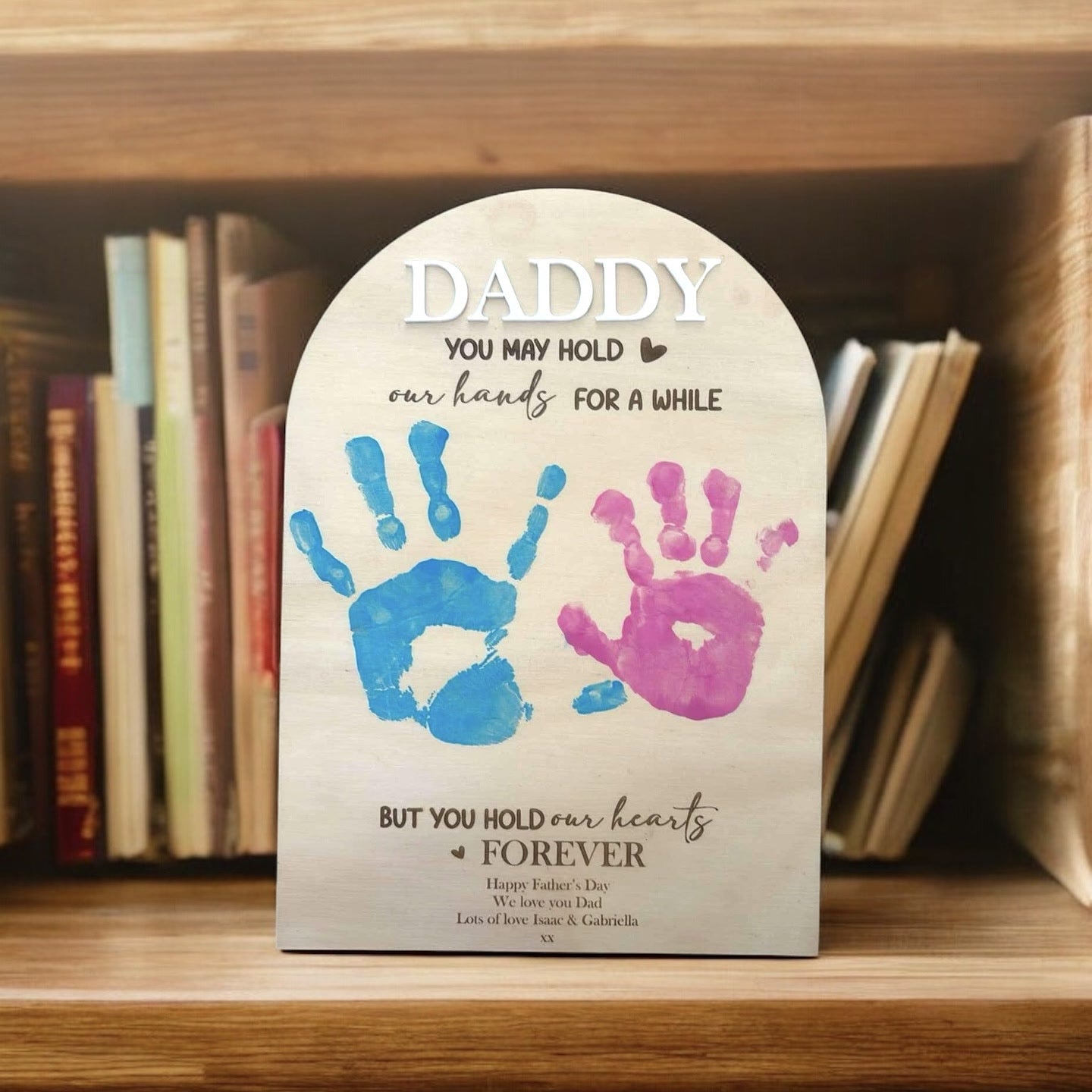 Daddy hand print Plaque Personalised Wood Engraved | Father's Day Gift | Gift for dad