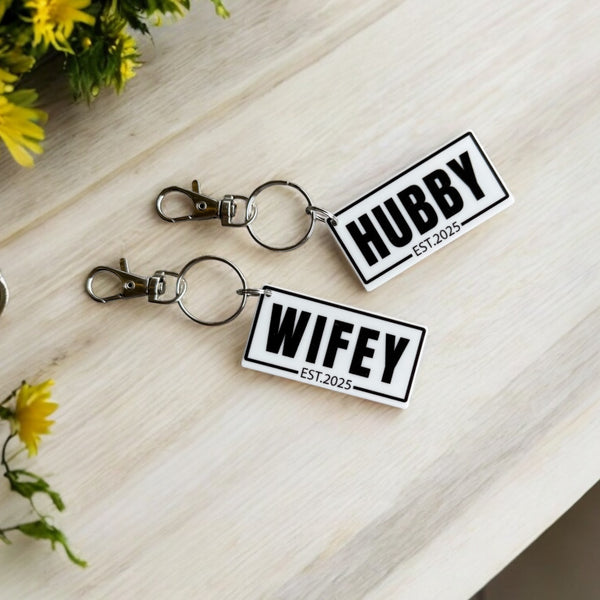 Hubby and Wifey Key Rings
Personalised Key Rings
Acrylic Key Rings
Newlywed Gifts
Custom Key Rings
Established Year Key Rings
Wedding Gifts
Anniversary Gifts
Relationship Keepsakes
Made to Order Key Rings
Unique Couple Gifts
Love and Commitment
Sydney Crafted
Key Ring Set for Couples

