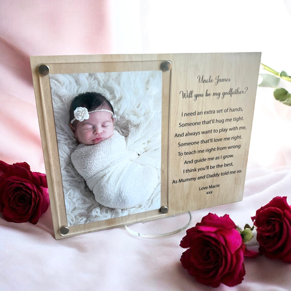 Will you be my godfather? 
frame
godmother proposal
godfather proposal
godparents proposal
