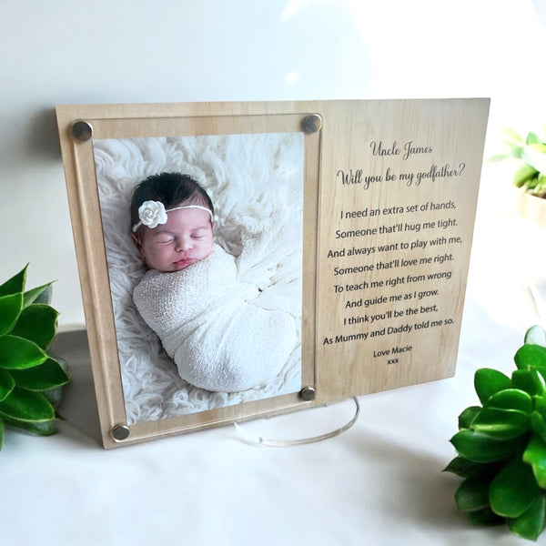 Will you be my godfather? 
frame
godmother proposal
godfather proposal
godparents proposal