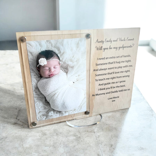 Will you be my godfather? 
frame
godmother proposal
godfather proposal
godparents proposal