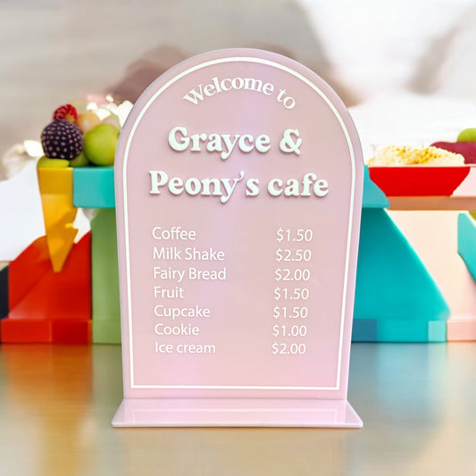 kids play cafe sign, play kitchen menu, kitchen play menu, play cafe sign, play menu sign, play menu, mud kitchen, kids cafe menu, kids kitchen menu, play room decor, kids cafe, playroom decor, pretend play