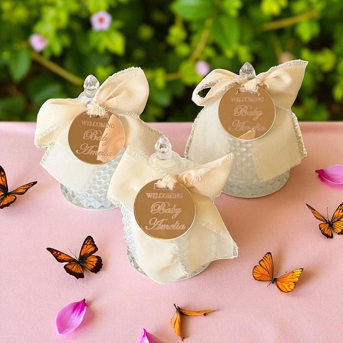 Personalised round Acrylic Baby Favour tags