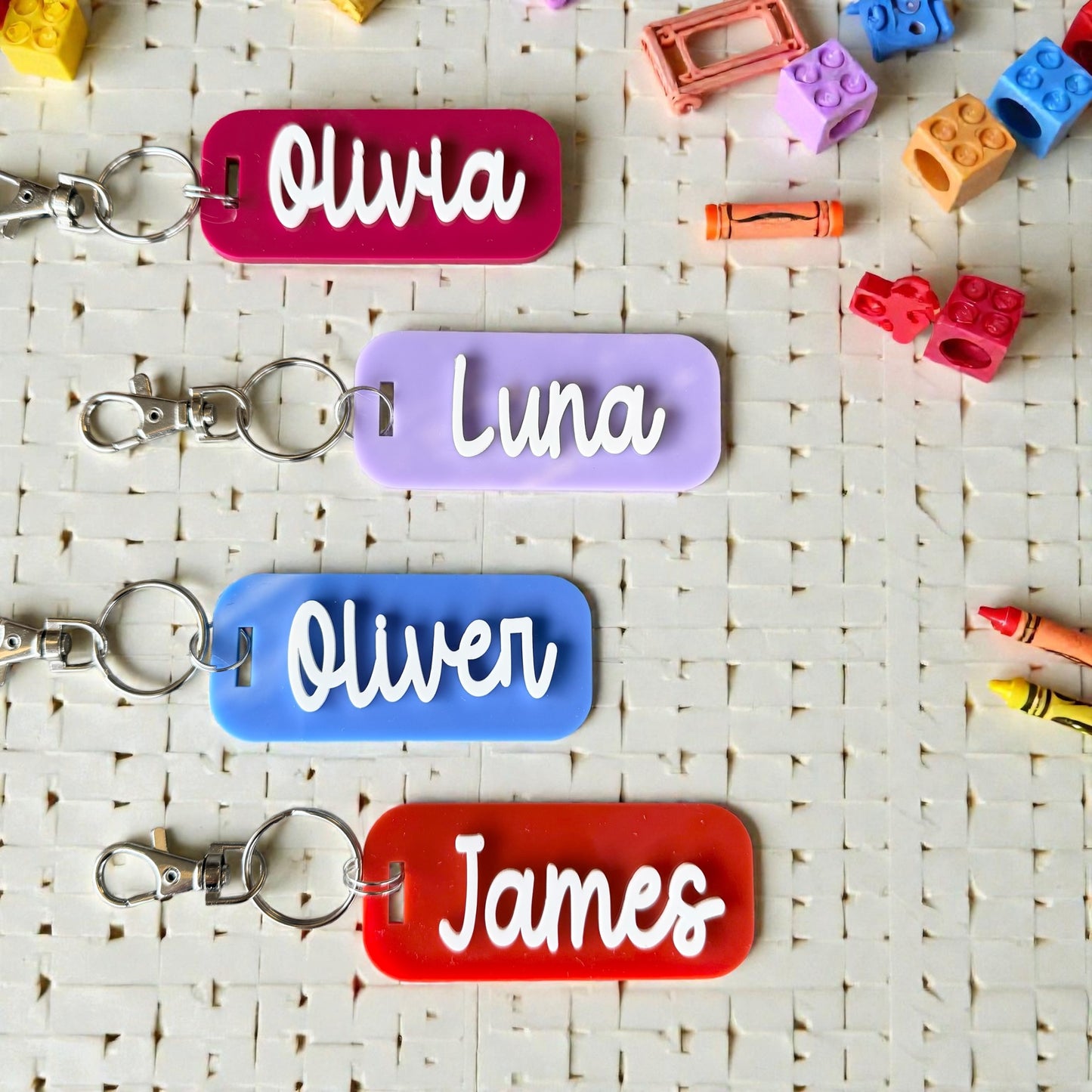 Personalised Acrylic Name Keychain – 3D Kids Bag Tag, Back to School