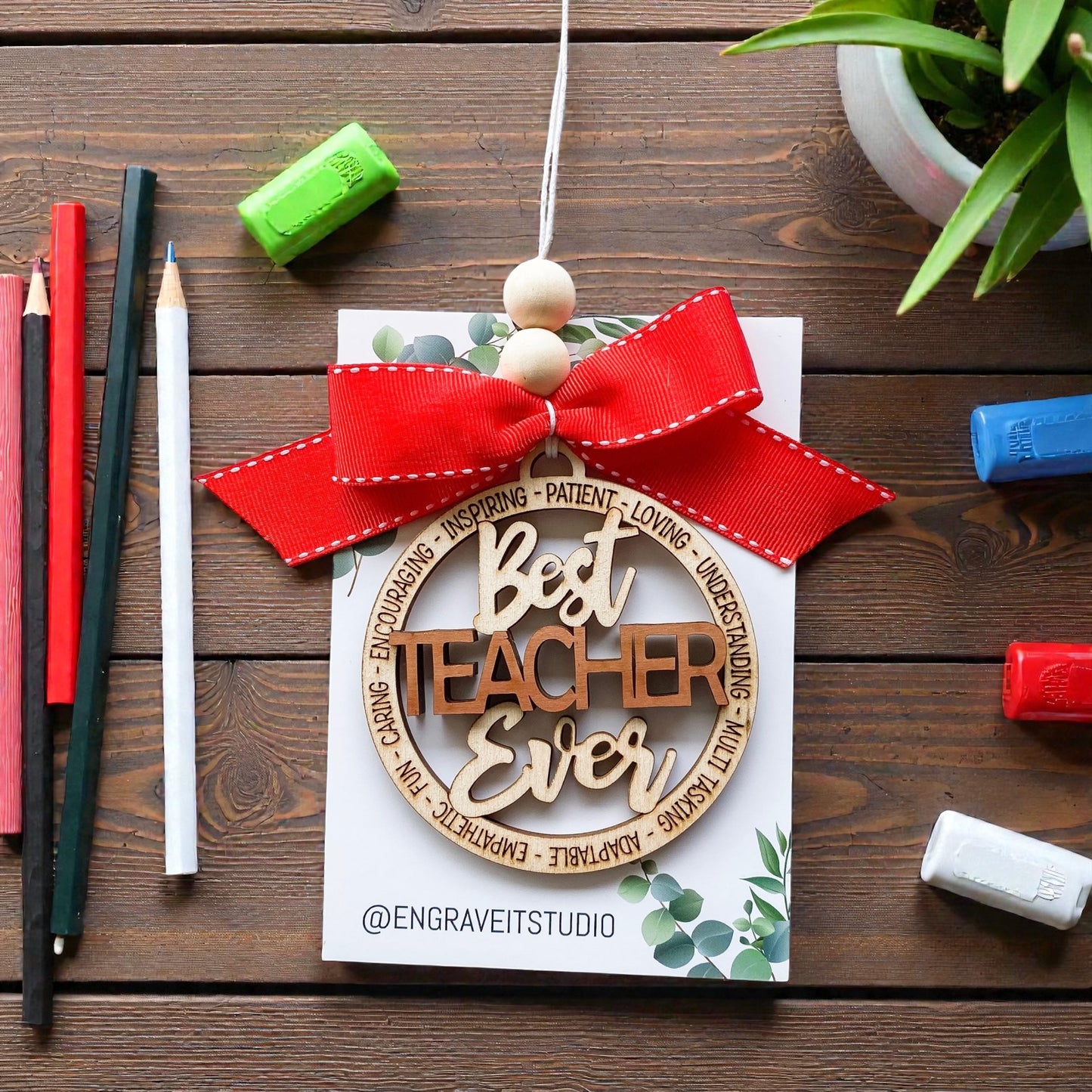 Best Teacher Ever Ornament/ Rear mirror window accessory