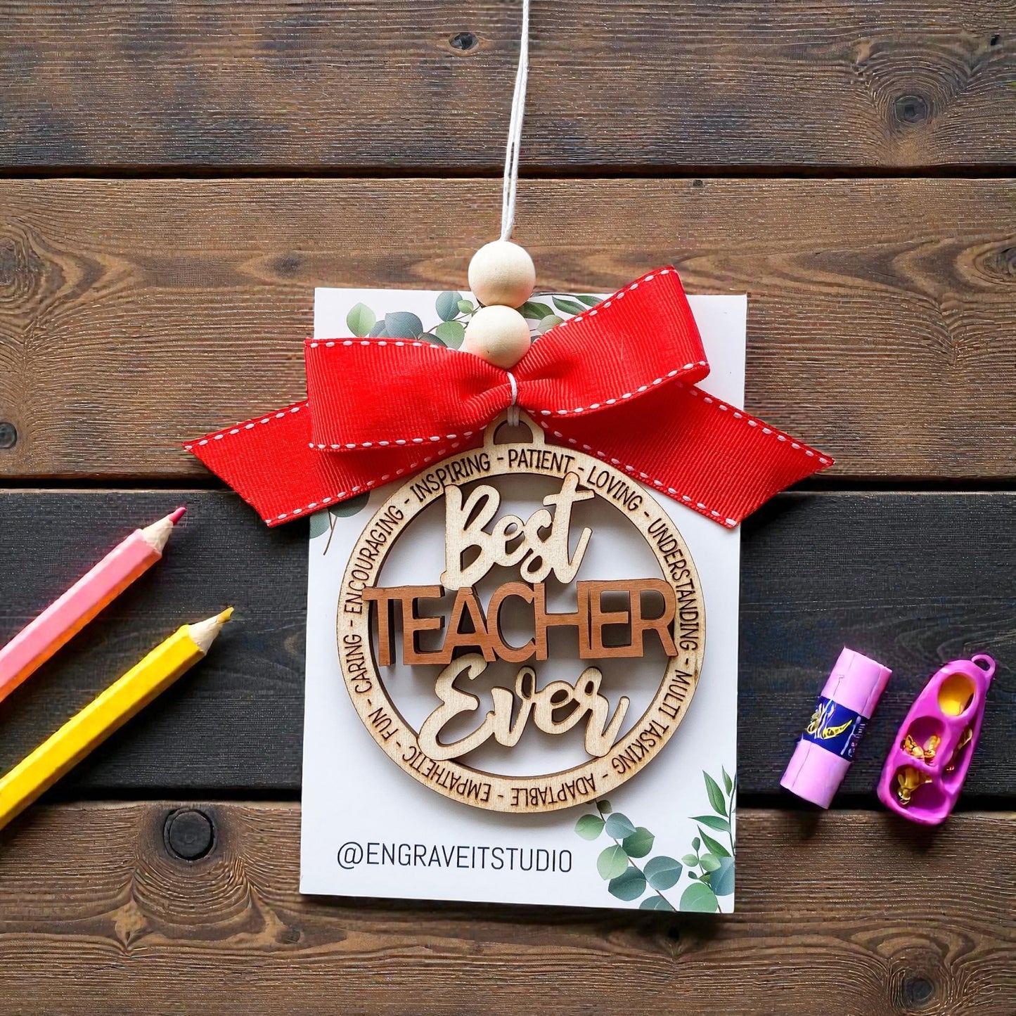 Best Teacher Ever Ornament/ Rear mirror window accessory