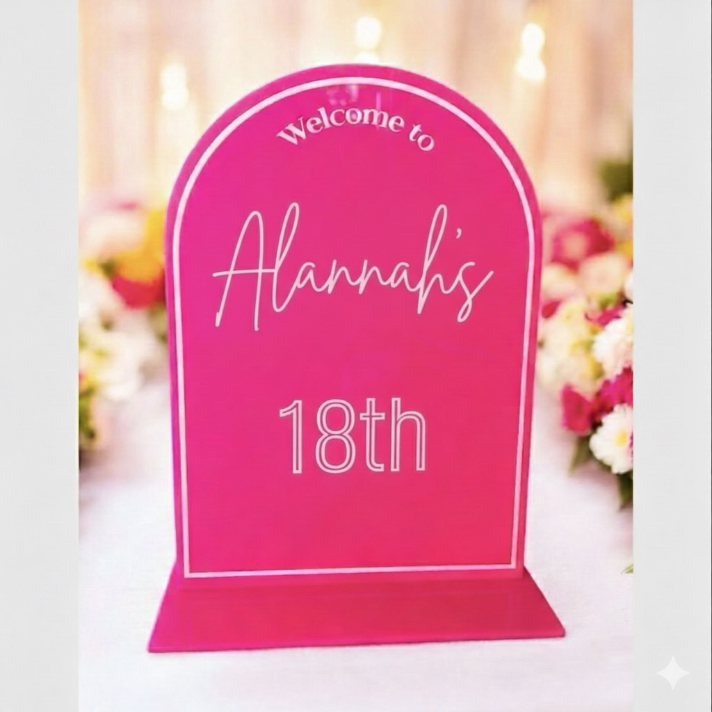 18th Birthday Arch Welcome Sign – Custom Acrylic Party Decor for Birthday Celebration