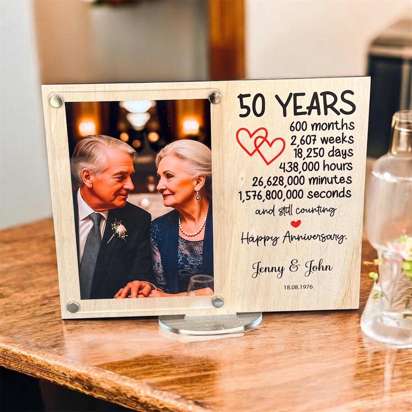 Anniversary frame, wedding, milestone, gift for Husband or wife, wood keepsake.