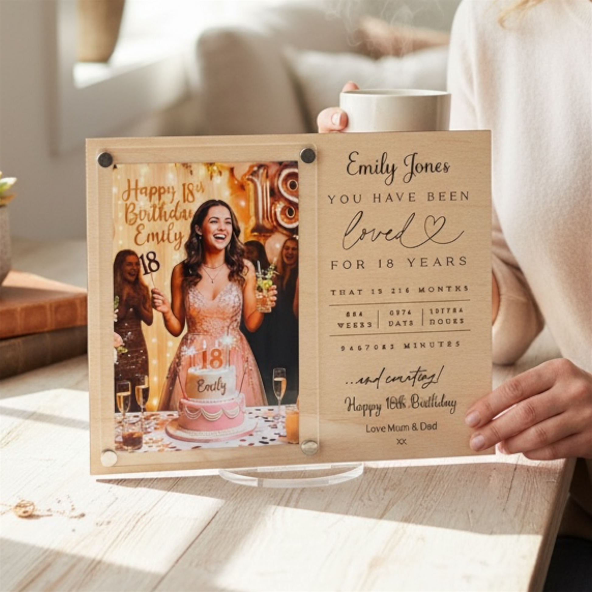 personalised gifts, custom gifts, Wood frame, Personalised frame, 18th Birthday, 21st Birthday, 30th Birthday, 40th Birthday, 50th Birthday, 60th Birthday, 70th Birthday, 80th Birthday, birthday milestone