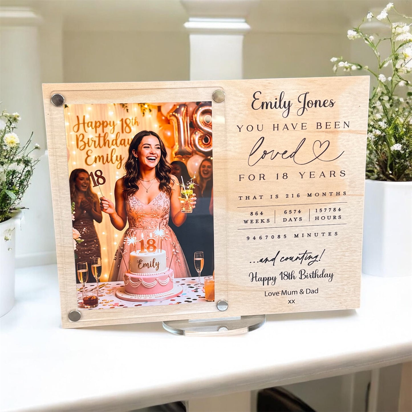 personalised gifts, custom gifts, Wood frame, Personalised frame, 18th Birthday, 21st Birthday, 30th Birthday, 40th Birthday, 50th Birthday, 60th Birthday, 70th Birthday, 80th Birthday, birthday milestone