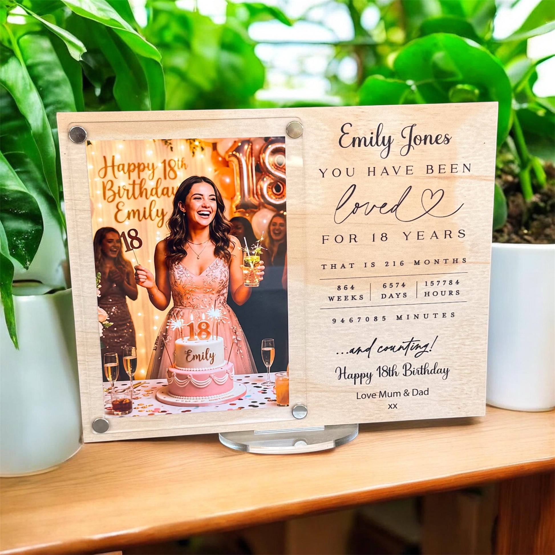 personalised gifts, custom gifts, Wood frame, Personalised frame, 18th Birthday, 21st Birthday, 30th Birthday, 40th Birthday, 50th Birthday, 60th Birthday, 70th Birthday, 80th Birthday, birthday milestone