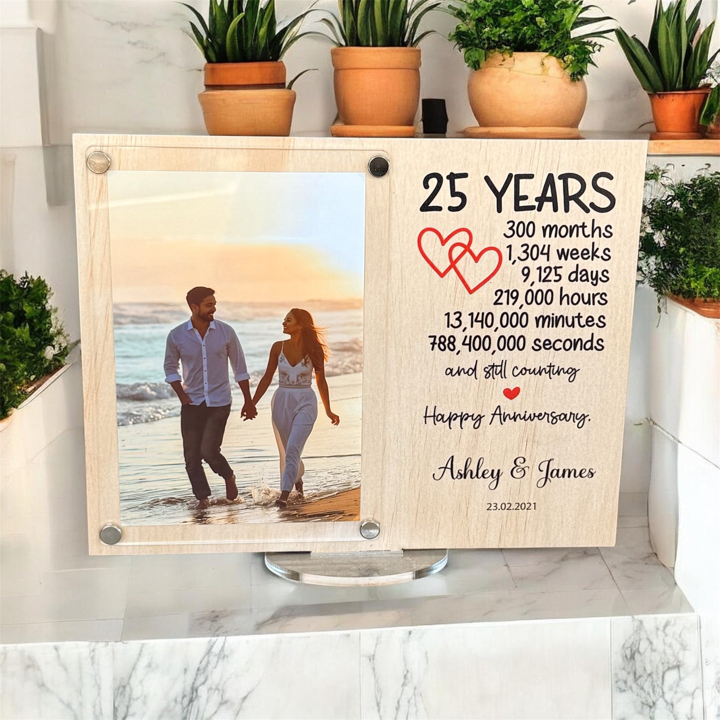 Anniversary frame, wedding, milestone, gift for Husband or wife, wood keepsake.