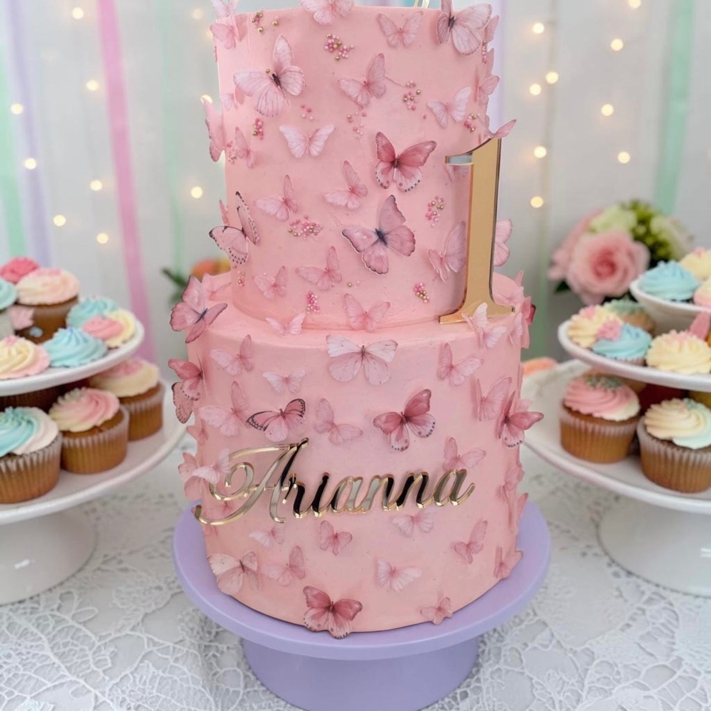 Custom Acrylic Cake Charm and Fropper | Personalised Name and Number Cake Topper