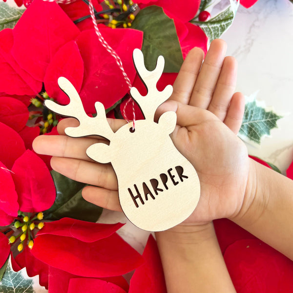 Personalised Reindeer Wood Ornament | Name Ornament