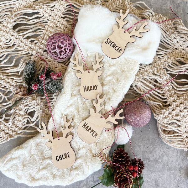 Personalised Reindeer Wood Ornament | Name Ornament