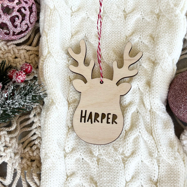 Personalised Reindeer Wood Ornament | Name Ornament