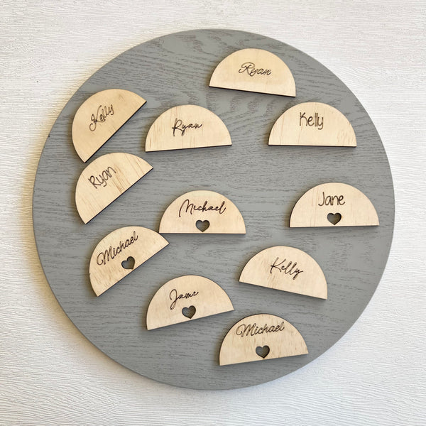 Semi Circle wedding name Wood Engraved Place cards