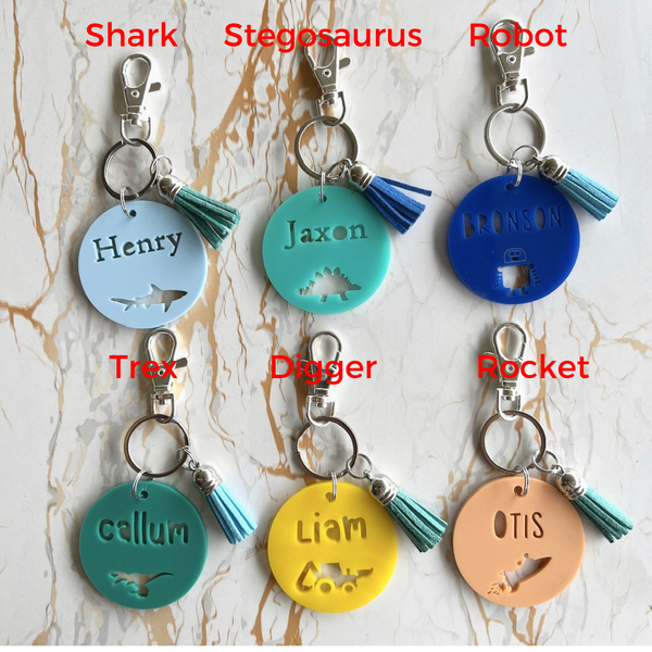 Personalised Name Acrylic Keyring Bag Tag